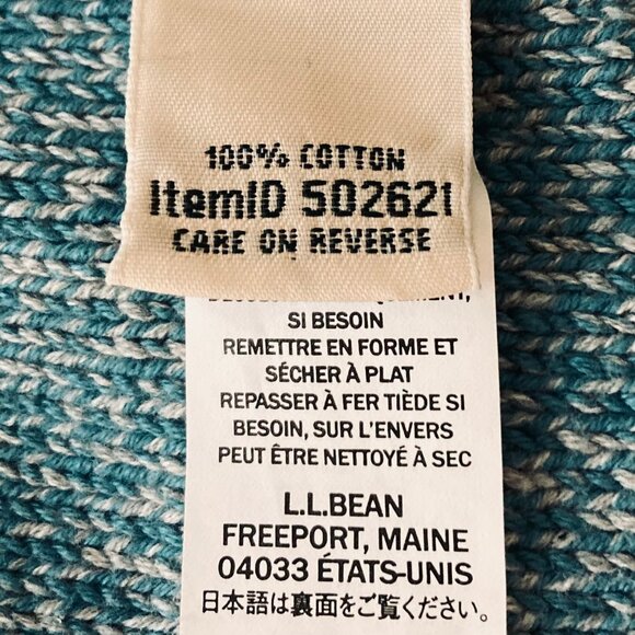 L.L. Bean Women's Sweater Cotton Cable Knit LS Turtleneck Marled Teal, sz Small - Picture 9 of 11